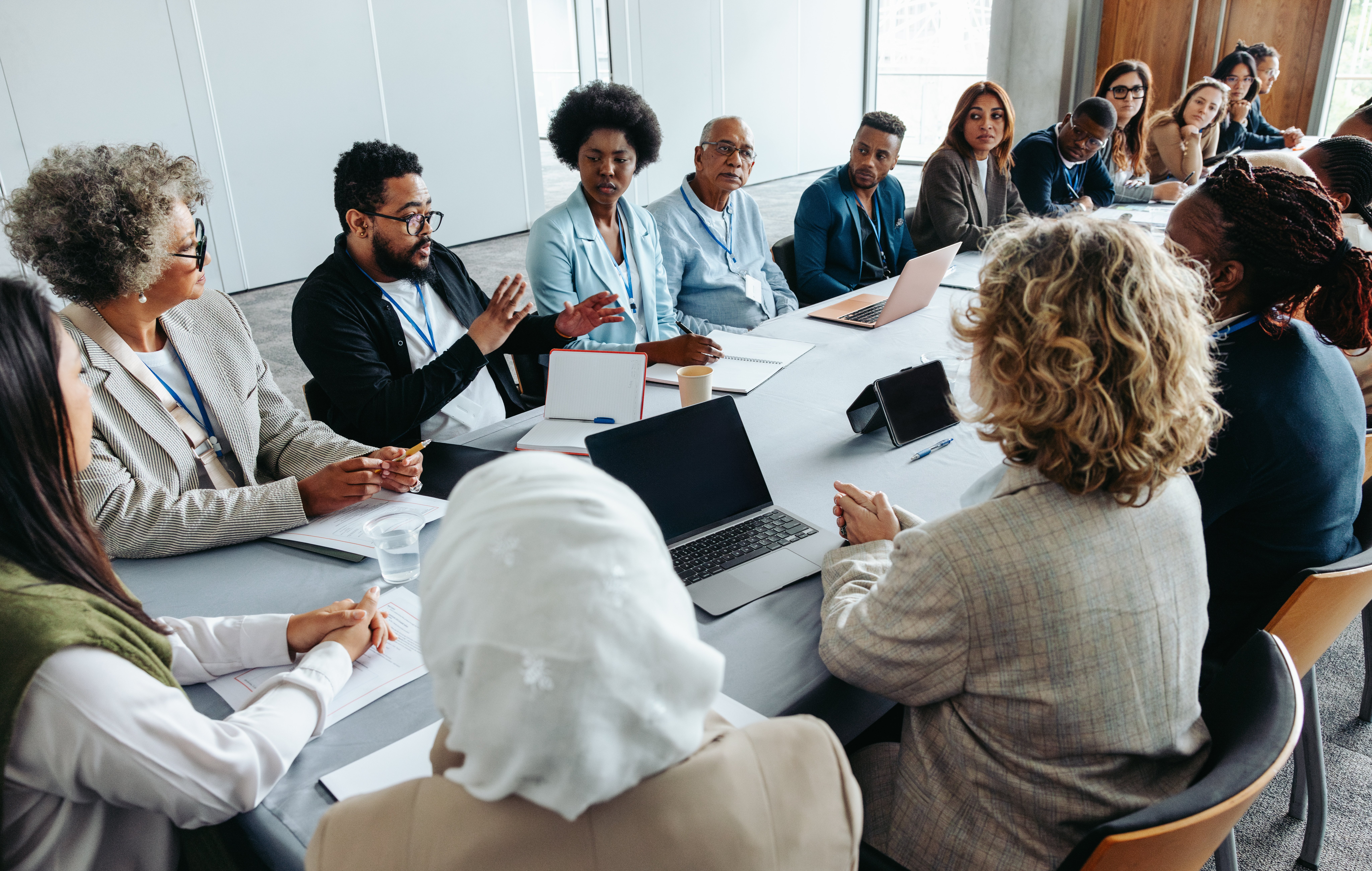Colleagues Collaborating in Conference Room